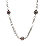 Load image into Gallery viewer, 18K White Gold Tahitian Pearl Station Necklace