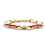 Load image into Gallery viewer, 14K Yellow Gold and Red Enamel Link Bracelet