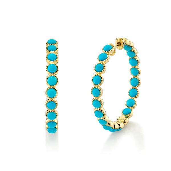 SLOANE STREET Turquoise Hoop Earrings