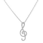 Load image into Gallery viewer, Platinum Diamond Treble Clef Necklace - FINAL SALE