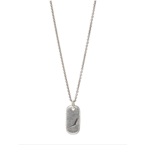 Dog Tag Necklace with Black Diamonds
