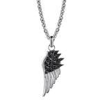 Load image into Gallery viewer, Men's Sterling Silver Black Spinel Wing Pendant Necklace