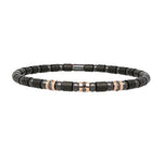 Load image into Gallery viewer, DEMEGLIO Men's Carbon Fiber, Ceramic and 18K Rose Gold and Black Diamond Station Stretchable Bracelet