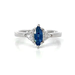 Load image into Gallery viewer, 18K White Gold 3-Stone Sapphire and Diamond Ring
