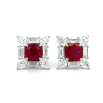 Load image into Gallery viewer, 18K White Gold Ruby and Diamond Halo Earrings