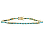 Load image into Gallery viewer, 14K Yellow Gold Turquoise Tennis Bracelet