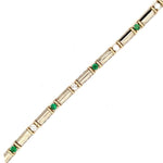 Load image into Gallery viewer, 14K Yellow and White Gold Emerald and Diamond Link Bracelet - FINAL SALE