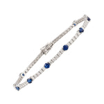 Load image into Gallery viewer, 18K White Gold Sapphire & Diamond Tennis Bracelet