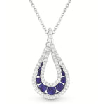 Load image into Gallery viewer, 14K White Gold Sapphire and Diamond Teardrop Necklace