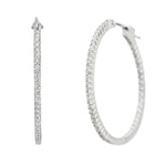 Load image into Gallery viewer, SETHI COUTURE 18K White Gold Simple Elegance White Diamond Large Hoop Earrings