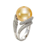 Load image into Gallery viewer, MASTOLONI 18K White Gold Golden South Sea Pearl and Diamond Ring