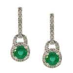 Load image into Gallery viewer, Emerald and Diamond Halo Earrings