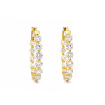 Load image into Gallery viewer, 14K Yellow Gold Inside/Outside Diamond Shared Prong Hoop Earrings