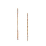 Load image into Gallery viewer, SETHI COUTURE 18K Rose Gold Barrel White Diamond Linear Earrings