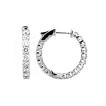 Load image into Gallery viewer, 14K White Gold Inside/Outside Diamond Hoop Earrings