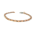 Load image into Gallery viewer, 18K Two-Tone White and Rose Gold Textured Chain Bracelet