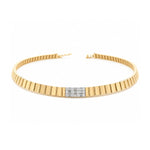 Load image into Gallery viewer, 18K Yellow Gold Fluted Collar Necklace with Diamonds