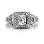 Load image into Gallery viewer, ESTATE 18K White Gold Vintage Princess Diamond Engagement Ring