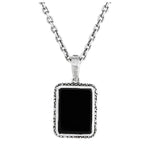 Load image into Gallery viewer, JOHN VARVATOS Snakeskin Sterling Silver Rectangle Onyx Pendant Necklace