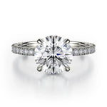 Load image into Gallery viewer, MICHAEL M 18K White Gold Engagement Ring with Double Hidden Halo and Side Stones