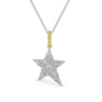 Load image into Gallery viewer, 14K White and Yellow Gold Small Diamond Star Necklace