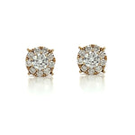 Load image into Gallery viewer, 14K Yellow Gold Diamond Cluster Stud Earrings