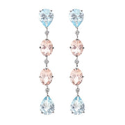 CASATO 18K White Gold Naturelle Aquamarine and Pink Morganite Long Earrings