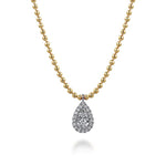 Load image into Gallery viewer, 14K Yellow and White Diamond Pear Halo Necklace