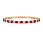 Load image into Gallery viewer, DEMEGLIO 18K Rose Gold Stretchable Ruby and Diamond Tennis Bracelet