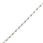 Load image into Gallery viewer, 18K White and Yellow Gold Emerald and Diamond Tennis Bracelet - FINAL SALE