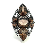 Load image into Gallery viewer, SUTRA Smokey Quartz and White Topaz Shield Fashion Ring - FINAL SALE