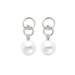 Load image into Gallery viewer, 14K White Gold Cultured Drop Pearl and Diamond Earrings
