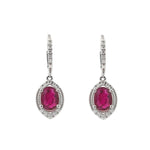 Load image into Gallery viewer, 14K White Gold Ruby and Diamond Drop Earrings
