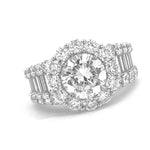Load image into Gallery viewer, 18K White Gold Round Halo Side Stone Diamond Engagement Ring