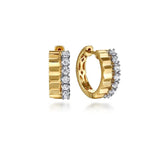 Load image into Gallery viewer, 14K Yellow Gold Fluted Diamond Huggie Hoop Earrings
