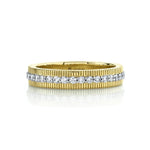 Load image into Gallery viewer, SLOANE STREET 18K Yellow Gold Diamond Band With Strie Edging