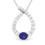 Load image into Gallery viewer, 14K White Gold Open Teardrop Diamond and Sapphire Necklace