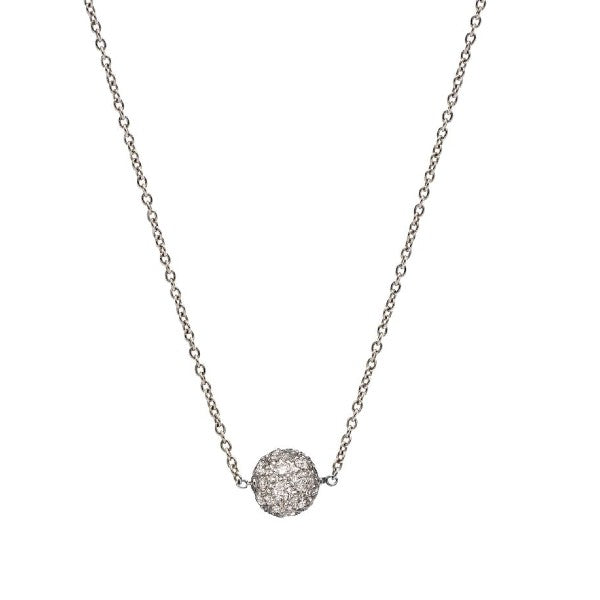 SETHI COUTURE 18K White Gold Disco Pave' Ball White Diamond Necklace