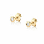 Load image into Gallery viewer, MICHAEL M 14K Yellow Gold Diamond Bezel Stud Earrings