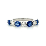 Load image into Gallery viewer, 14K White Gold Oval Sapphire and Diamond Stackable Band