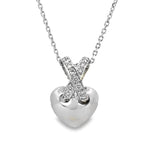 Load image into Gallery viewer, 18K White Gold Puff Heart and Diamond Pendant - FINAL SALE