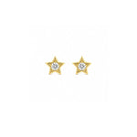 Load image into Gallery viewer, 14K Yellow Gold Dainty Diamond Star Stud Earrings
