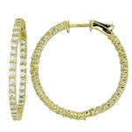 Load image into Gallery viewer, 14K Yellow Gold Medium Inside/Outside Diamond Hoop Earrings