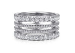 Load image into Gallery viewer, 14K White Gold Four Row Diamond Ring