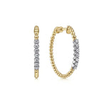 Load image into Gallery viewer, 14K Yellow Gold 30mm Beaded Diamond Classic Hoop Earrings