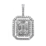 Load image into Gallery viewer, 18K White Gold Baguette and Round Diamond Pendant