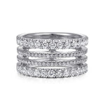 Load image into Gallery viewer, 14K White Gold Four Row Diamond Ring