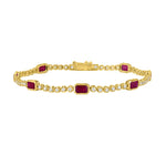 Load image into Gallery viewer, 14K Yellow Gold Ruby and Diamond Station Bracelet