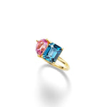 Load image into Gallery viewer, 14K Yellow Gold Topaz Toi Et Moi Ring