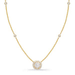 Load image into Gallery viewer, 14K Yellow Gold Diamond Halo Cluster Neckalce